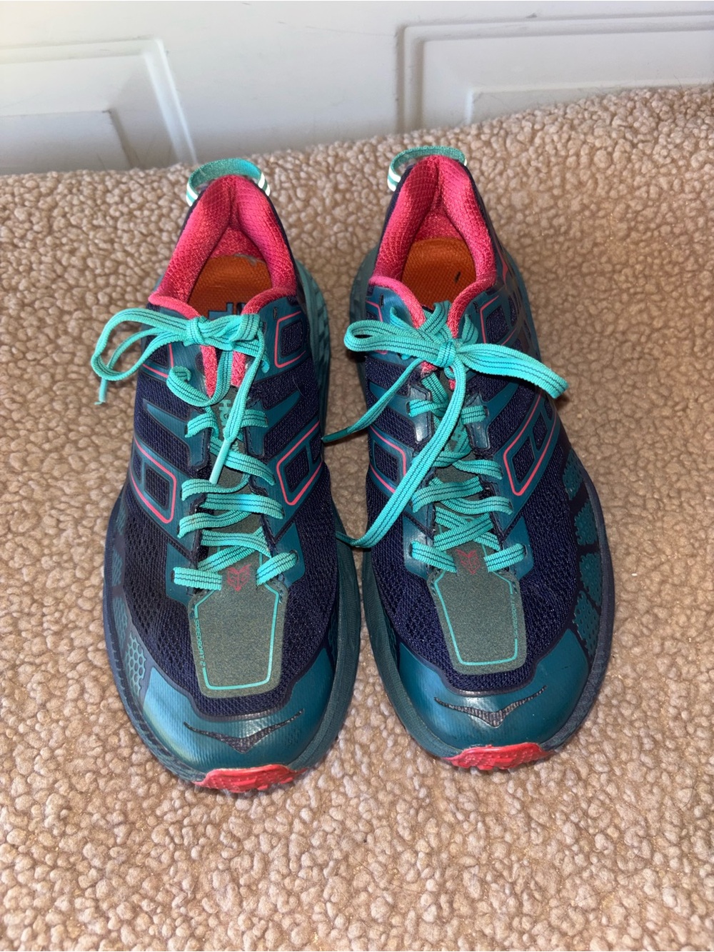 Hoka One One navy/teal Speedgoat 2 shoes size 7.5 - Picture 2 of 7